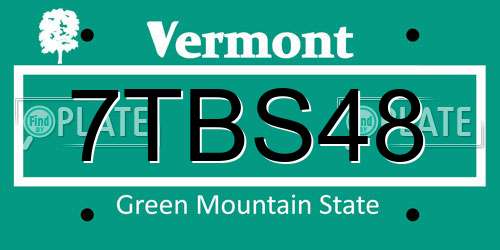 7TBS48 Vermont License Plate
