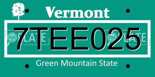 7TEE025 Vermont License Plate
