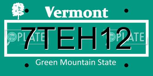 7TEH12 Vermont License Plate