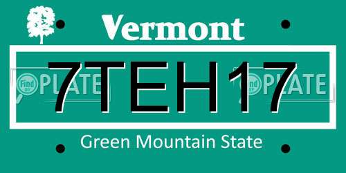 7TEH17 Vermont License Plate