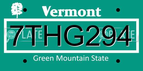7THG294 Vermont License Plate