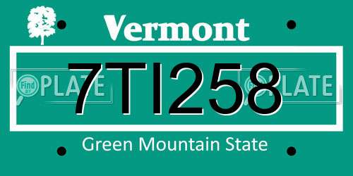 7TI258 Vermont License Plate