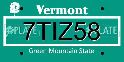 7TIZ58 Vermont License Plate