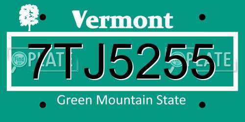 7TJ5255 Vermont License Plate