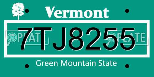7TJ8255 Vermont License Plate