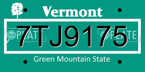 7TJ9175 Vermont License Plate