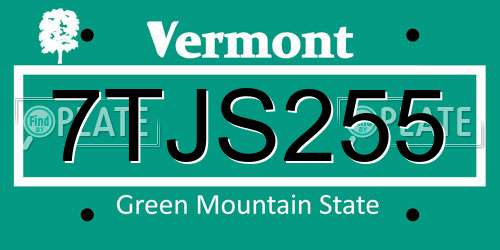 7TJS255 Vermont License Plate
