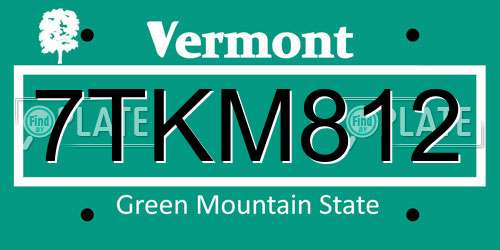 7TKM812 Vermont License Plate