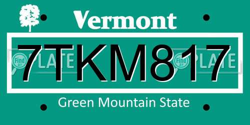 7TKM817 Vermont License Plate