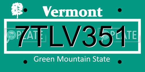 7TLV351 Vermont License Plate