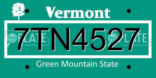 7TN4527 Vermont License Plate