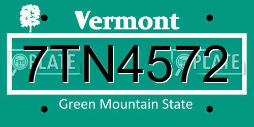 7TN4572 Vermont License Plate