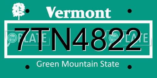 7TN4822 Vermont License Plate