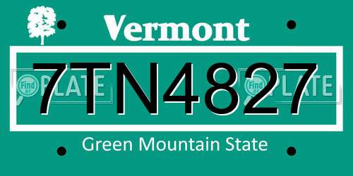 7TN4827 Vermont License Plate