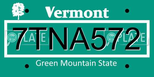 7TNA572 Vermont License Plate