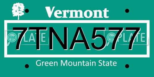 7TNA577 Vermont License Plate