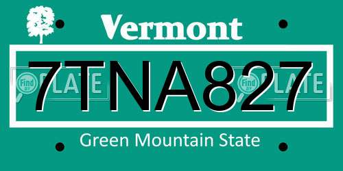 7TNA827 Vermont License Plate