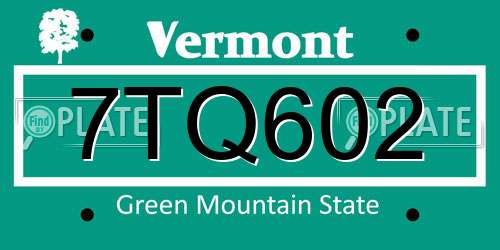 7TQ602 Vermont License Plate