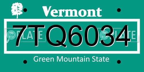 7TQ6034 Vermont License Plate