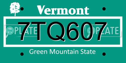 7TQ607 Vermont License Plate
