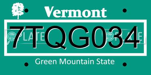 7TQG034 Vermont License Plate
