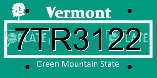 7TR3122 Vermont License Plate