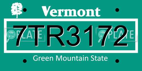 7TR3172 Vermont License Plate