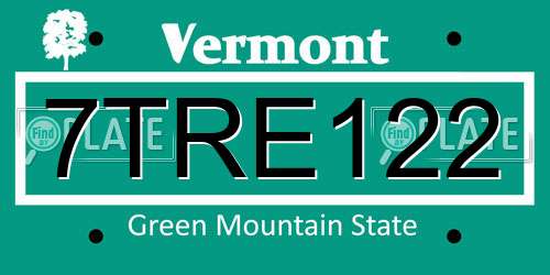 7TRE122 Vermont License Plate