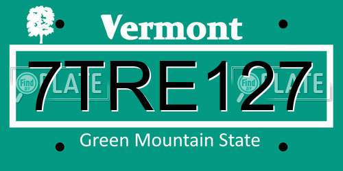 7TRE127 Vermont License Plate
