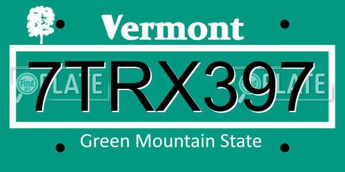 7TRX397 Vermont License Plate