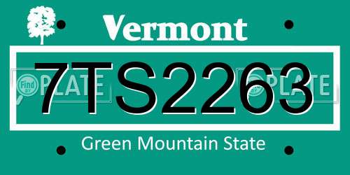 7TS2263 Vermont License Plate
