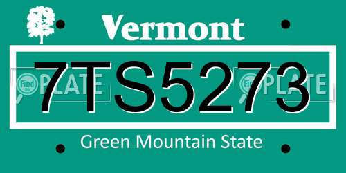 7TS5273 Vermont License Plate