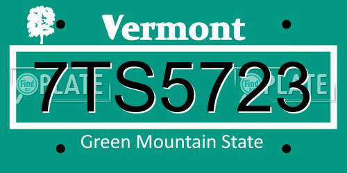 7TS5723 Vermont License Plate