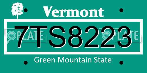 7TS8223 Vermont License Plate