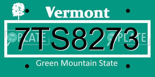 7TS8273 Vermont License Plate