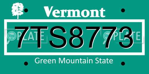 7TS8773 Vermont License Plate