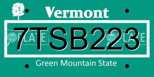 7TSB223 Vermont License Plate