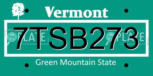 7TSB273 Vermont License Plate