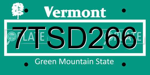 7TSD266 Vermont License Plate
