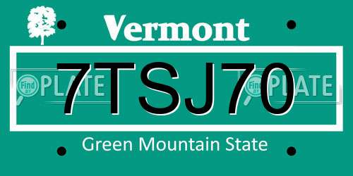 7TSJ70 Vermont License Plate