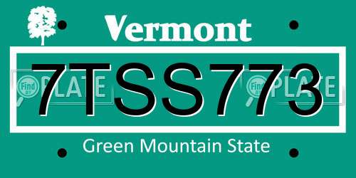 7TSS773 Vermont License Plate