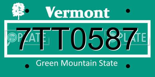 7TT0587 Vermont License Plate