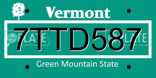 7TTD587 Vermont License Plate