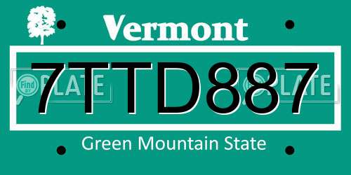 7TTD887 Vermont License Plate
