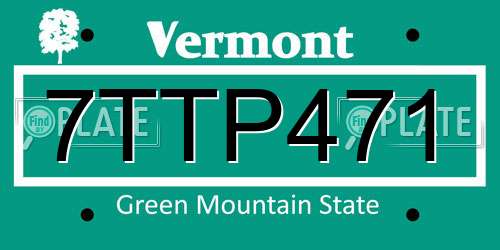 7TTP471 Vermont License Plate