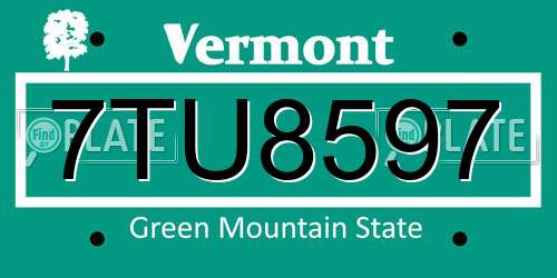 7TU8597 Vermont License Plate