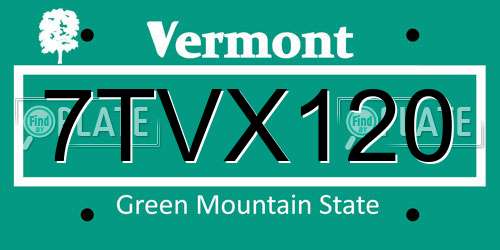 7TVX120 Vermont License Plate