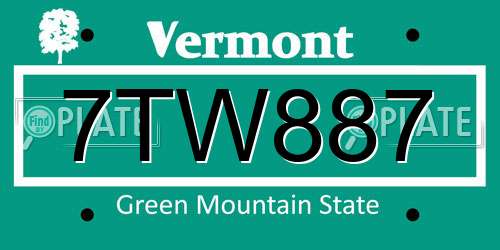 7TW887 Vermont License Plate