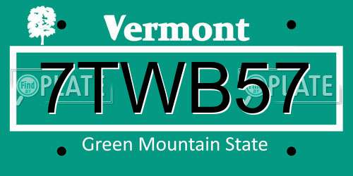 7TWB57 Vermont License Plate