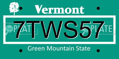 7TWS57 Vermont License Plate